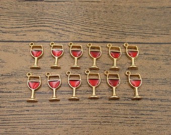 12 dijes para copas de vino, esmalte rojo - RS1082