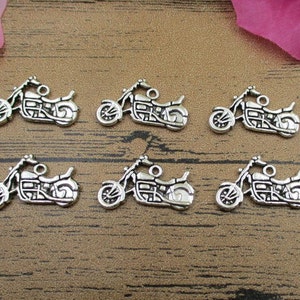BULK SALE! 60 Motorbike Charms,Antique Silver Tone,Double Sided-RS395