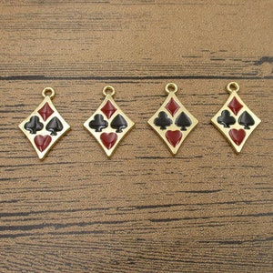 4 Enamel Poker Charms-RS1094