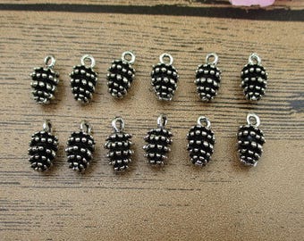 20 Pine cone Charms Antique Silver Tone-RS587