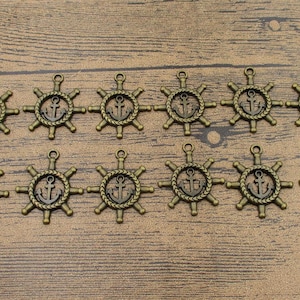 20 Anchor Helm Charms ,Antique Bronze Tone-RS144