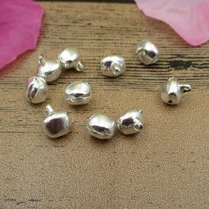 50 Iron bells 8mm Jingle Bell Charms,Bright Silver Tone-RS592