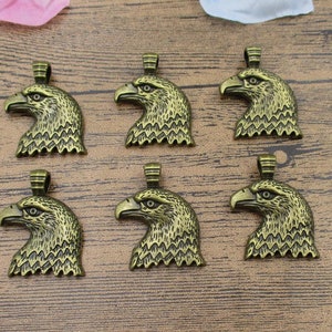 6 Eagle Head Charms,Antique Bronze Tone-RS894