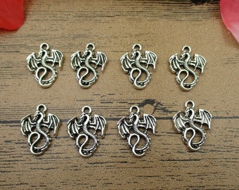 20 breloques dragon, ton argent vieilli -RS379