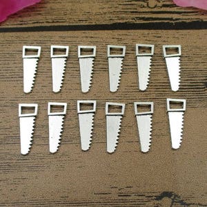20 Saw Charms,Antique Silver Tone Double Sided-RS580