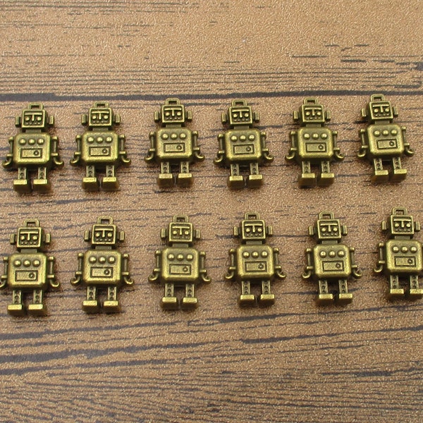 12 charmes de robot, antique bronze tone-RS1073