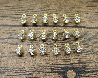 50 Little Gold Coated Glass Diamond(4mm)-RS603