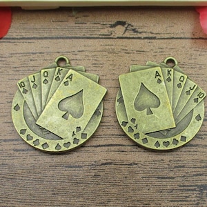 2 Spielkarten Charms, antike Bronzefarbe, doppelseitig -RS160