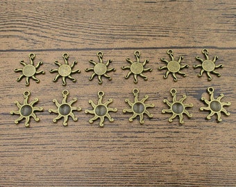 BULK SALE! 150 Sun Charms,Antique Bronze Tone-RS501