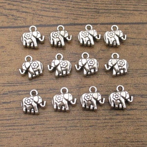 20 ciondoli a forma di piccolo elefante, color argento antico, bifacciali-RS332