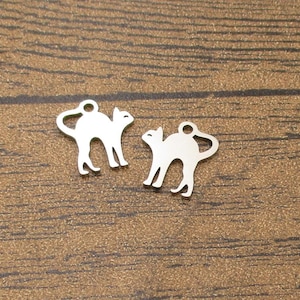 2 Edelstahl Charms,Angry Cat-SS1031