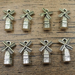 20 Windmühle Charms, antikes Silber Ton-RS198