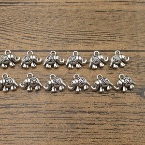 20 Elefant Charms, Antik Silber Ton, Doppelseitig-RS1058