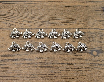 20 Elefant Charms, Antik Silber Ton, Doppelseitig-RS1058