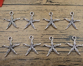 50 Starfish Charms,Antique Silver Tone-RS219