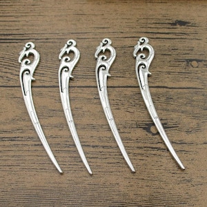 4 Antique Silver Hairpins - Vintage Style -RS280