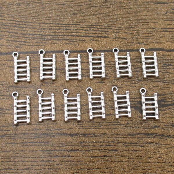 30 Little Ladder Charms,Antique Silver Tone-RS1326