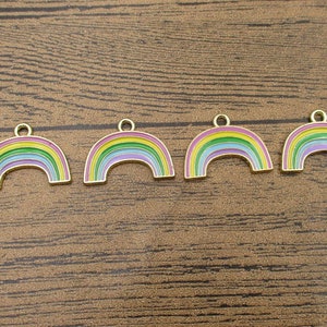 4 Enamel Rainbow Charms,KC Gold Color-RS1127