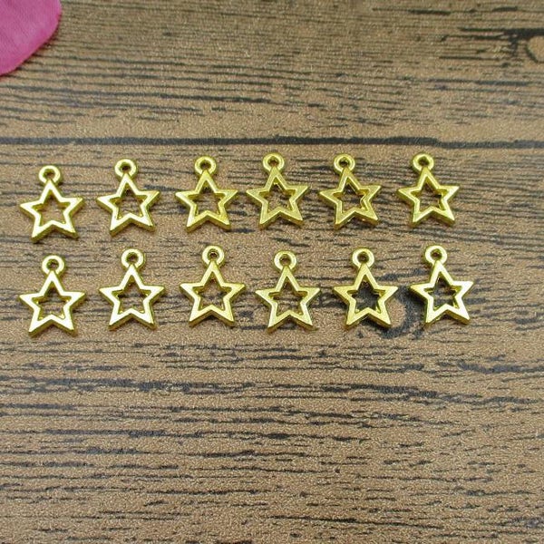 BULK SALE! 200 Little Star Charms,Gold Tone-RS165