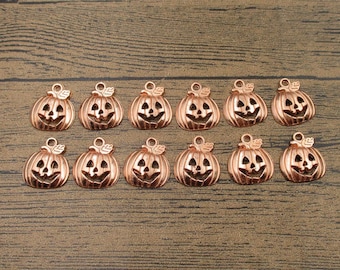 20 Pumpkin Charms, Rose Gold Color-RS064