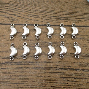 50 Moon Connector Charms,Antique Silver Tone-RS162