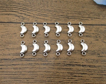 50 Moon Connector Charms,Antique Silver Tone-RS162