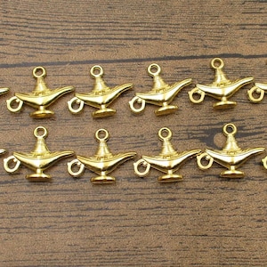 20 Wunsch Lampenanhänger, Gold Farbe, 3D Anhänger, Doppelseitig-RS334
