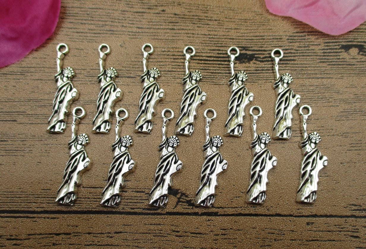 自由の女神チャーム 20個、アンティークシルバートーン-RS513 - Etsy 日本