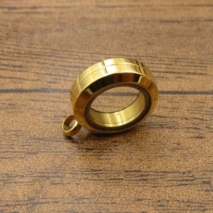 1 Edelstahl-Rundglas Floating-Medaillon-Anhänger, Drehen, um Memory-Medaillons für Halskette zu öffnen, Goldfarbe-TS291