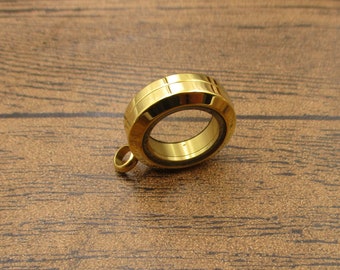 Gold Edelstahl Rund Floating Medaillon Anhänger (26 mm)