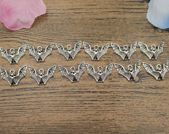 20 breloques chauve-souris, ton argent vieilli-RS762