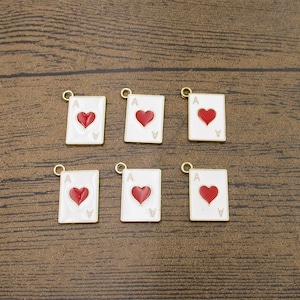 6 geëmailleerde pokerbedels hart Ace-RS1406-B