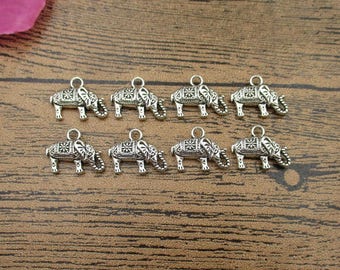 20 Elefant Charms,Antik Silber Ton,Doppelseitig-RS727