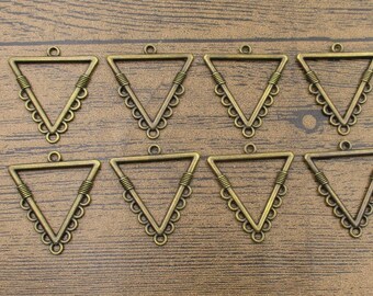 8 Triangle Connectors Antique Bronze Tone-RS1152
