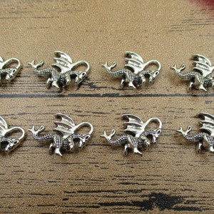 BULK SALE! 100 Dragon Charms,Antique Silver Tone 3D Charms -RS400