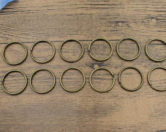 20 Round Key Rings,Antique Bronze Tone-GS012