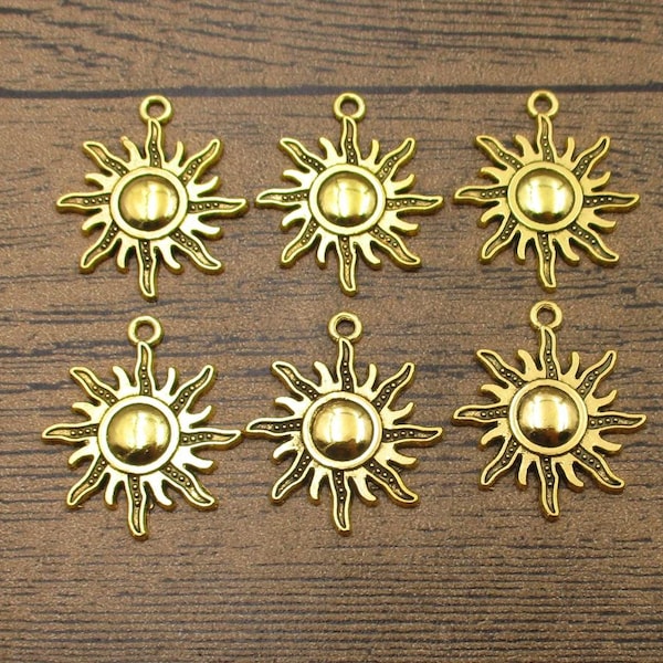 12 Sun Charms,Antique Gold-plated Color-RS497