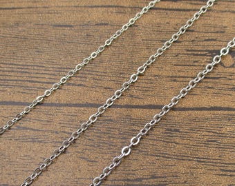 6Ft Length Stainless Steel Chain(From 1.6mm to 2.5mm),Necklace Chain,Silver Tone-CS051