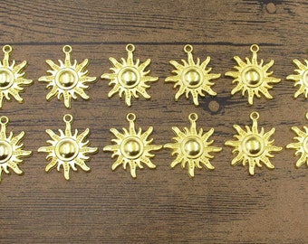 12 Sun Charms,Bright Gold-plated Color-RS497