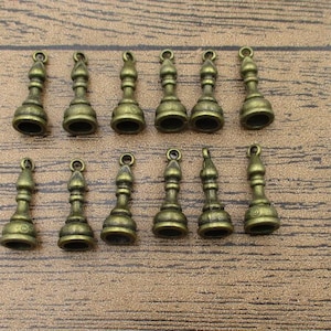 12 Chess Charms-Bishop,Antique Bronze Tone 3D Charms-RS431