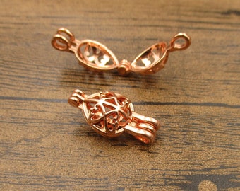 2 Drop Filigree Cage Charms-Fit 8mm Beads,Rose Gold Color-TS100