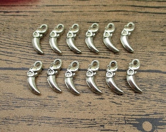 12 Elephant Charms,Metal Ivory Pendants,Antique Silver Tone-RS631