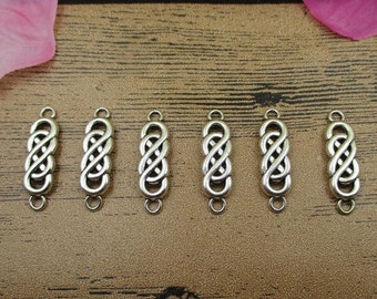 12 Doppel Infinity Connector Charms, antikes Silber Ton-RS425