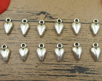 50 ciondoli a forma di cuore, ciondolo d'amore, color argento antico, ciondoli 3D - RS275