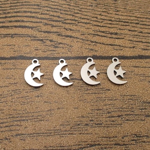 4 Lune en acier inoxydable et charmes d'étoile-SS1027