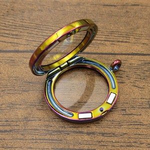 1 Round Glass Floating Locket Pendant,Openable Pendant,Memory Lockets for Necklace Rainbow Color-TS006