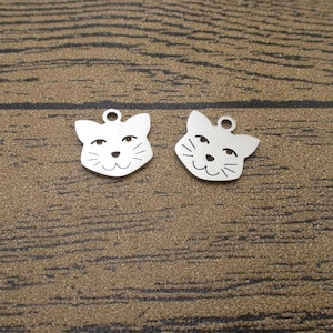 2 Charmes en acier inoxydable, Tête de chat-SS1007