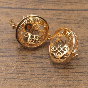 1 Cage Locket,Filigree Cage PendantFitting 14-16mm Beads KC Gold-TS270 image 2