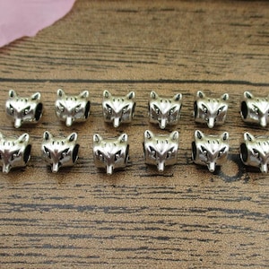 Fox 12 perline braccialetto europeo, antico tono argento-RS627