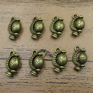 8 breloques globe, ton bronze antique, breloques 3D-RS202